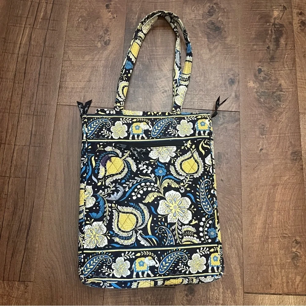 Vera bradley ellie blue yellow black laptop bag handles padded retired